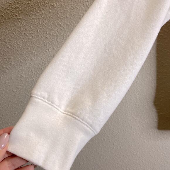 Vintage Levi’s Women White Striped Full Zip Hooded Sweater Size XS - Picture 3 of 10